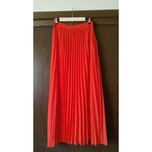 ASOS Bright Coral Red Pleated Maxi Skirt